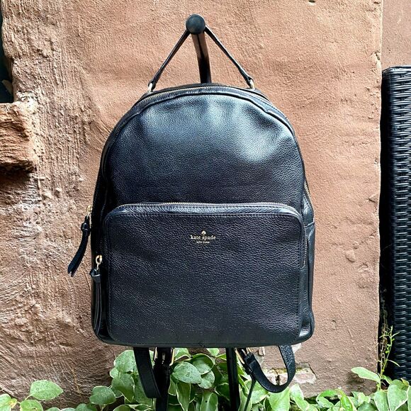 Kate Spade Larchmont Avenue Black Pebbled Leather Backpack - Picture 1 of 15